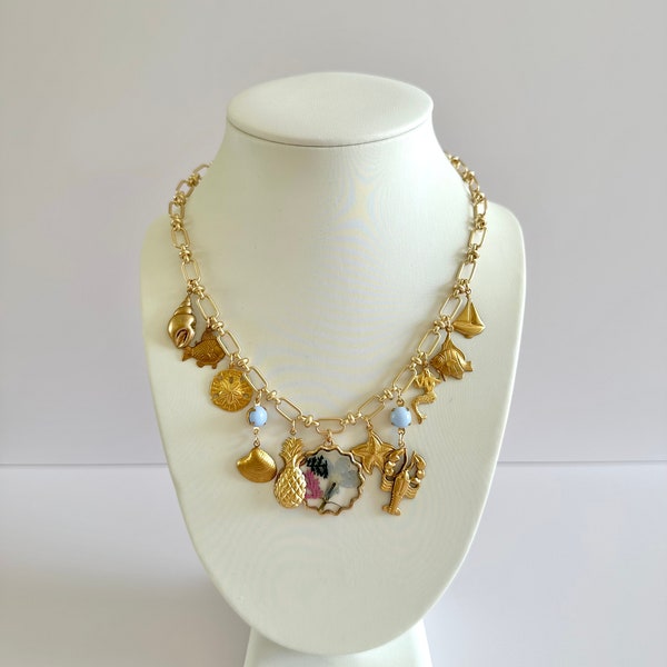Ocean Charm Necklace Etsy