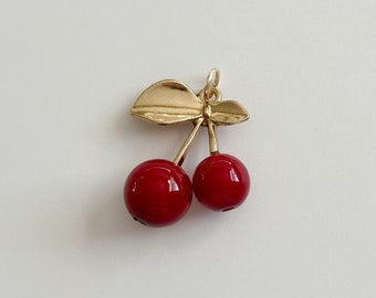 Pendentif tige en or cerise Charm alliage de zinc 25 x 28 mm