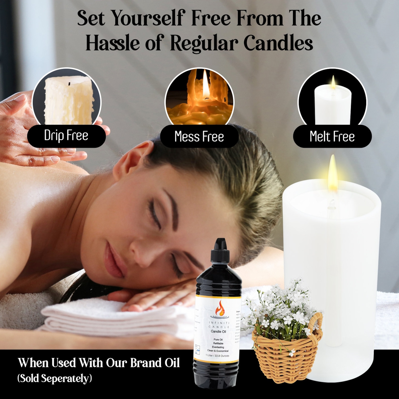 Refillable Oil Candle 3 X 6 Pillar Candle Etsy