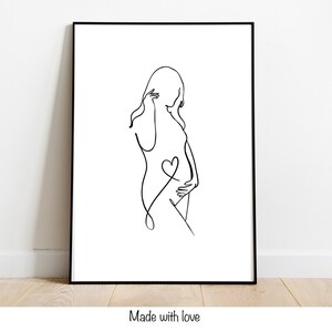 Poster Druck Schwangerschaft Mama Lineart