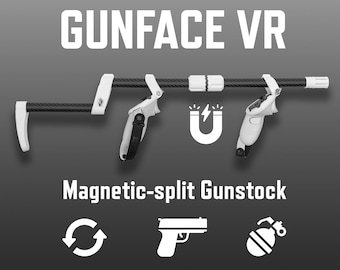 GunFace VR magnetic-split gunstock (Quest 3, Quest2)