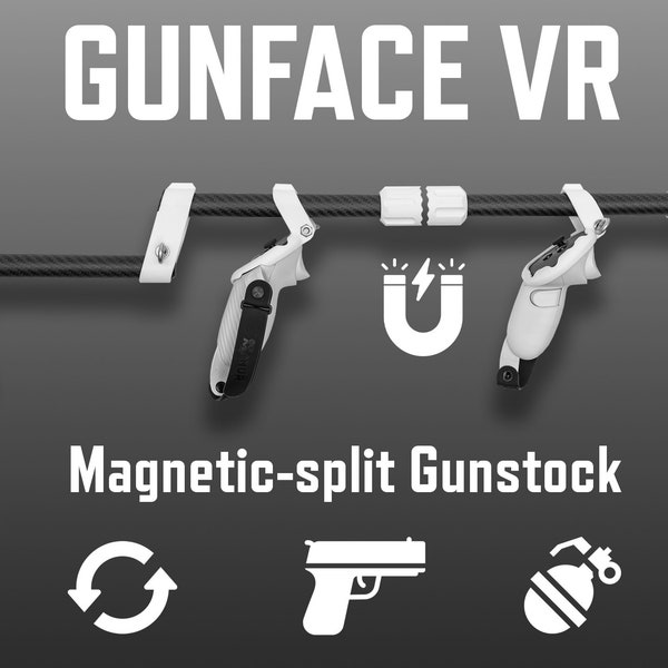 GunFace VR magnetic-split gunstock (Quest 3, Quest2)