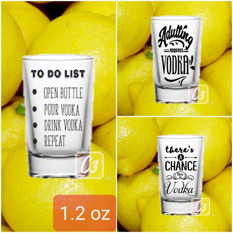 Vodka Shot Glasses Funny Shot Glasses Vinyl Decal Glass Etsy