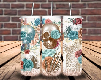 Skull Boho Flowers 20oz Tumbler