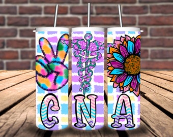 Peace Love CNA 20oz Tumbler/Nurse Tumbler/Gift for Nurses