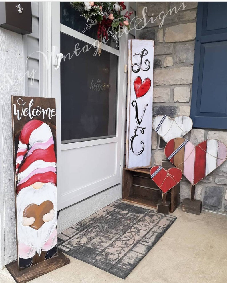 LOVE Valentine's Day Porch Sign Vertical Porch Sign Etsy