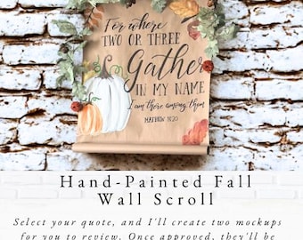 Rollo de papel decorativo otoñal pintado a mano: Arte mural con versículos bíblicos de estilo rústico