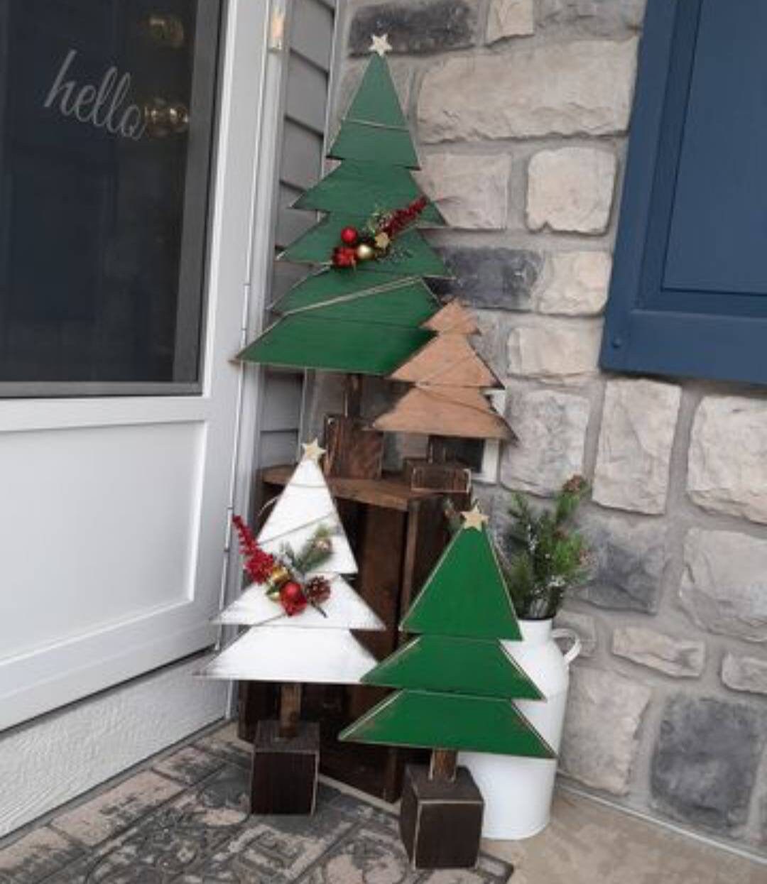 Rustic Wooden Christmas Trees Porch Wood Tree Large Etsy