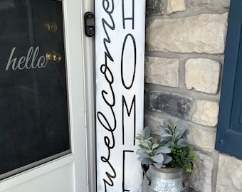 Letrero de madera de bienvenida para el porche delantero / Tablero de puerta de entrada de otoño / Letrero de bienvenida / Bienvenida de granja / Decoración rústica para exteriores / Letrero de 5 pies