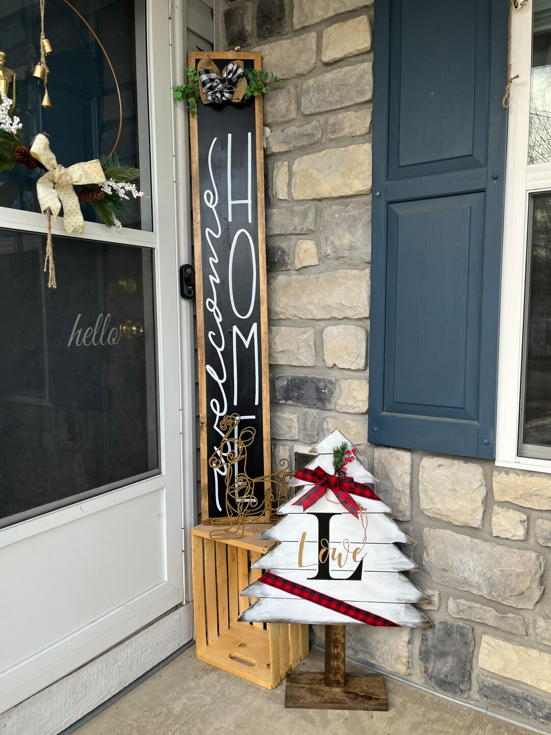 Personalized Rustic Wooden Christmas Tree Porch Wood Tree Etsy