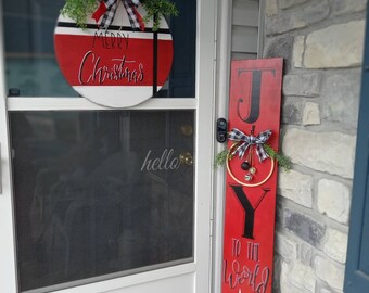 Letrero de porche "Alegría al mundo" de Jesús / Letrero cristiano de bienvenida / Porche de granja / Decoración rústica para exteriores / Letrero navideño para porche / Letreros festivos