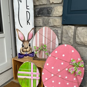 Large  pallet wood Easter Egg set,spring decor, Large Wood art,  pallet eggs, porch holiday , Photo Prop, Easter, Shabby Chic