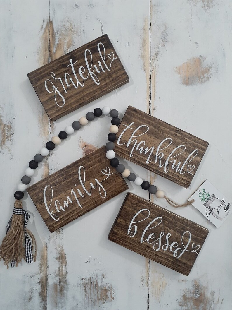 Coffee bar sign set Wood sign bundle. Farmhouse decor mini Mini tiered tray signs