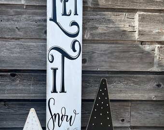 Letrero "Que nieve, cariño, hace frío afuera". Letrero rústico de bienvenida para porche de granja/decoración de puerta de entrada, letreros de madera, letrero exterior, decoración de invierno.