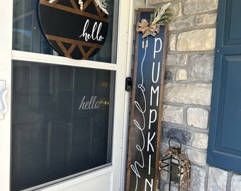 Letrero de madera "Dar gracias" / Letrero de bienvenida para exteriores / Tablero para puerta de entrada de otoño / Letrero de bienvenida / Bienvenida de granja / Decoración rústica para exteriores de Acción de Gracias