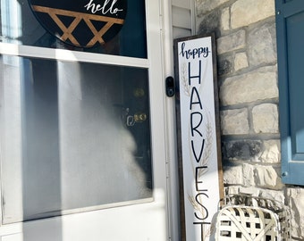 Letrero de bienvenida de "Feliz cosecha" / Tablero de puerta de otoño / Letrero de otoño / Letrero de porche de granja / Decoración rústica de Acción de Gracias