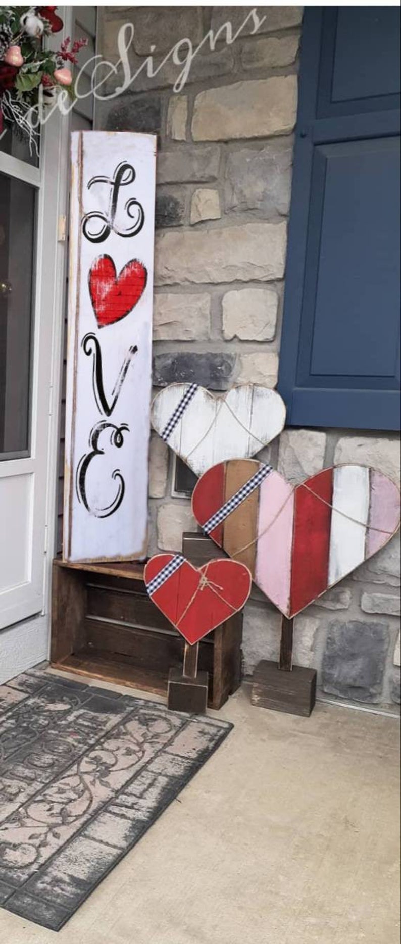 LOVE Valentine's Day Porch Sign Vertical Porch Sign Etsy