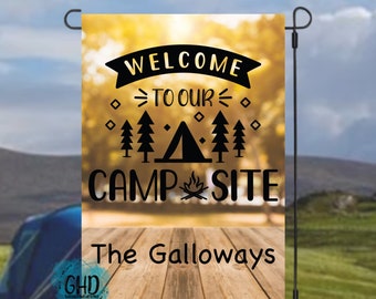 Welcome to Our Campsite Garden Flag, Camping Garden Flag, Personalized ...