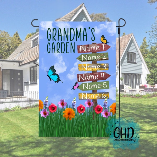 Grandma’s Garden Flag +FREE SHIPPING/ Nana/ Mom/Yard Art/ Personalized Garden Flag/ Custom Flag/ Welcome / Outdoor decor/ Family names