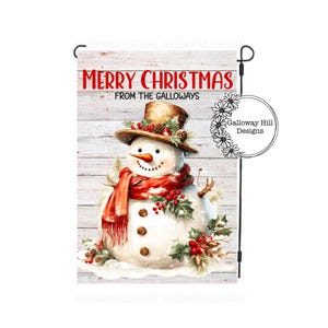 Personalized Christmas Garden Flag | Snowman Flag | Merry Christmas Flag | Outdoor Christmas Decor | Winter Garden Flag | Personalized Gift