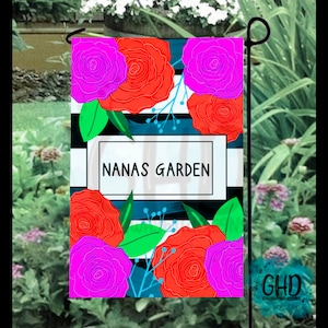 Personalized Nana&#39;s Garden Flag: Floral Welcome Decor, Grandmother Mother Gift