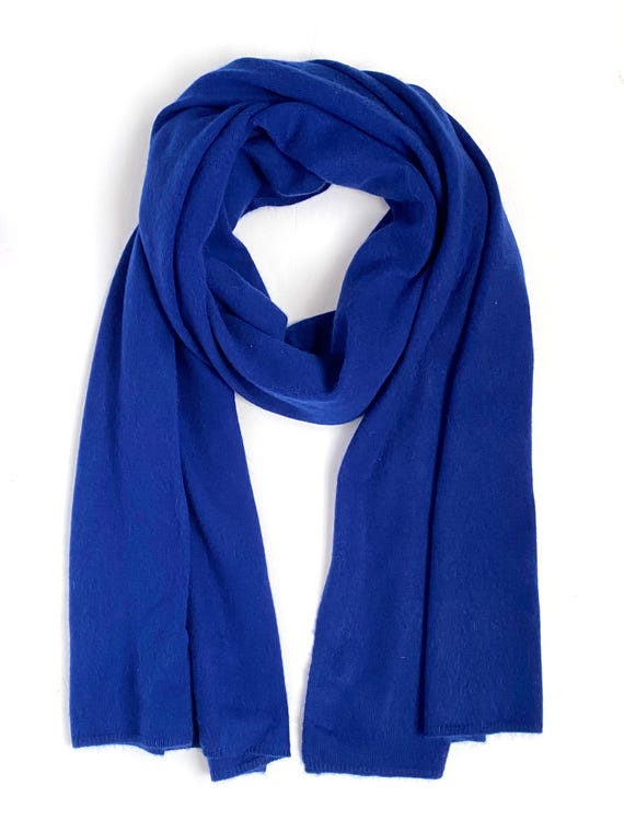 Vintage Saks Fifth Avenue Cashmere Scarf Blue Luxurious Wrap