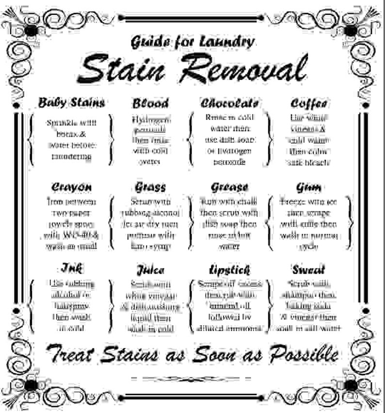 Laundry Stain Removal Guide SVG Only Etsy