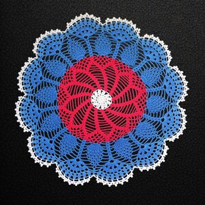 pineapple red blue white round crochet doily 18.9 inches-handmade decor-4th of July napkin-crochet doilies-independence day gift