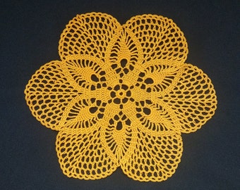 pineapple yellow round crochet doily 10,6"-handmade decor- yellow napkin-yellow doilies-crochet doilies-tablecloth