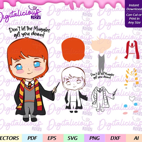 RON W, harry p, svg, layers heat transfer, kid, quote, red hair, magical, wizzard, wand,