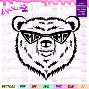 MAMA BEAR legal com ÓCULOS DE SOL legais, svg, dxf, arquivo de corte cricut, mãe, mãe, mãe de primeira viagem, camafeu de silhueta