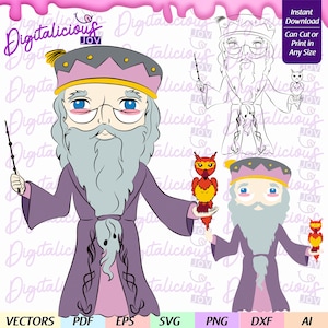 Harry P, belangrijkste tovenaarsschool, karakter, svg, dxf, phoenix pet, toverstaf, magie, silhouet, cricut, school of magic, oldman,