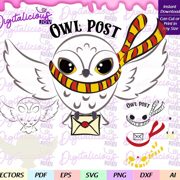 Owl Post Harry p, pájaro volando, cameo de silueta, cricut, capas, letra mágica, mascota mágica, buho mágico, svg