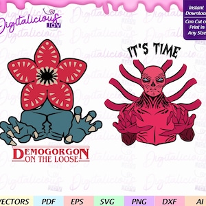 Bundel Vecna en demog VILLAINS monsters vreemdeling ondersteboven, scifi, horror death, svg, silhouette cameo, 001 DEMO GORGON, snijbestand