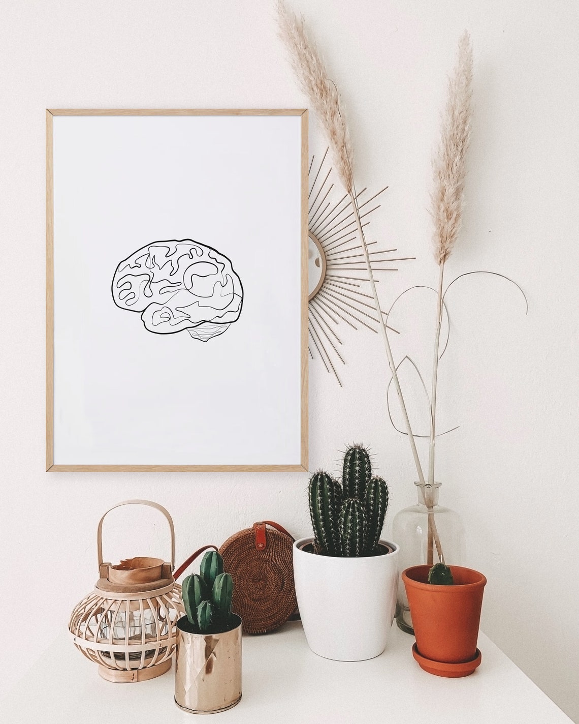 Brain Line Art, Minimalist Brain Art, Brain Prints Wall Art, Psychology