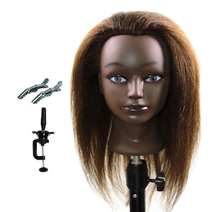 Mannequin Head with Human Hair - 20-22 Cosmetology Mannequin Head with  100% Real Human Hair for Braiding Practice Cutting - Manikin Head with  Human