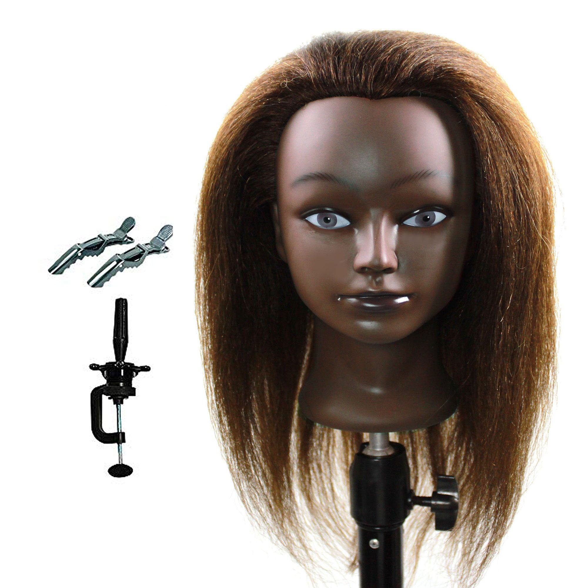 Afro American Woman Cosmetology Mannequin Manikin Human Hair Dolls Head With Free Clamp Etsy