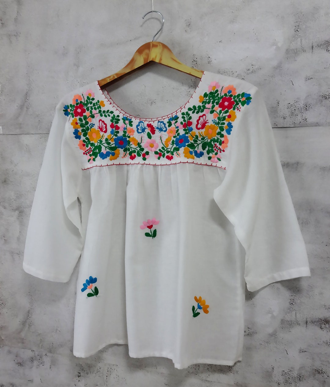 Floral Hand Embroidered Oaxacan Peasant Blouse Women's - Etsy