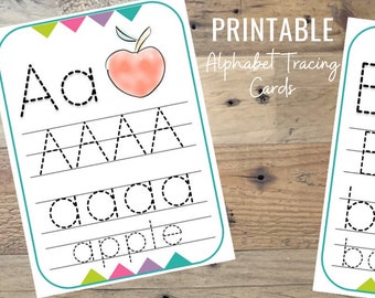 Druckbare Alphabet Tracing Karten, Sofort Download