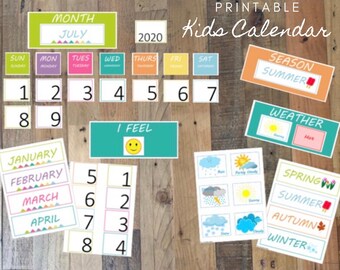 Druckbarer Kinderkalender, Sofort Download