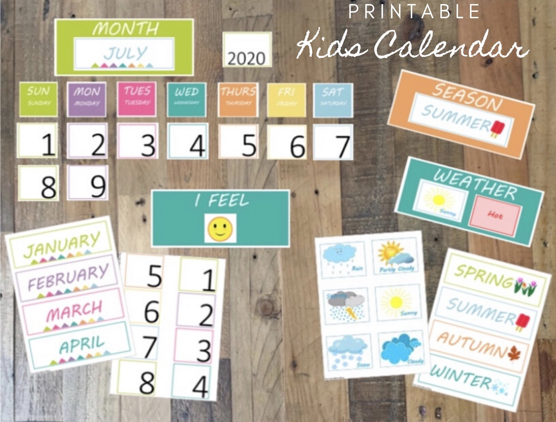Printable Daily Children's Calendar, Instant Download - Etsy