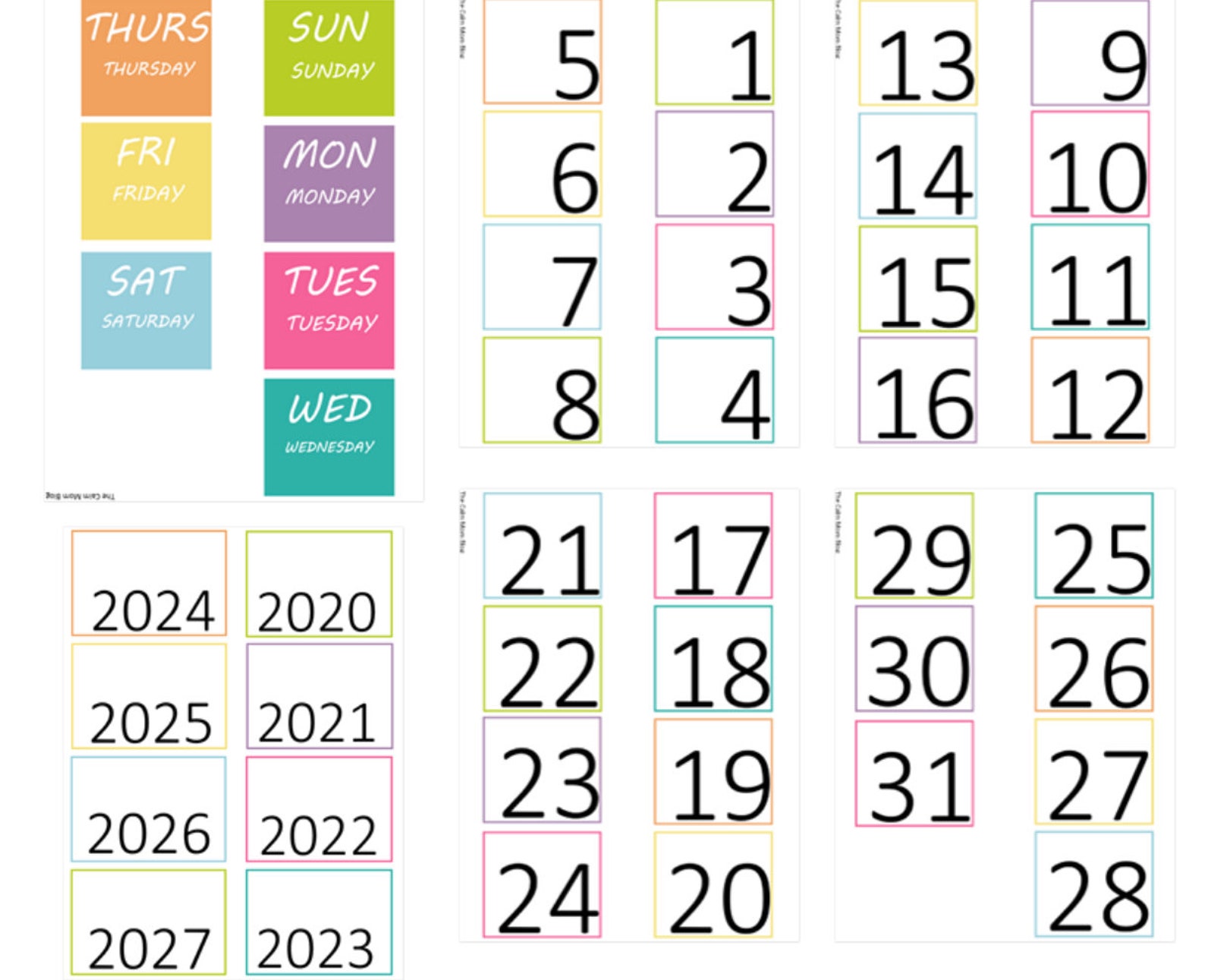 Printable Daily Children's Calendar, Instant Download - Etsy