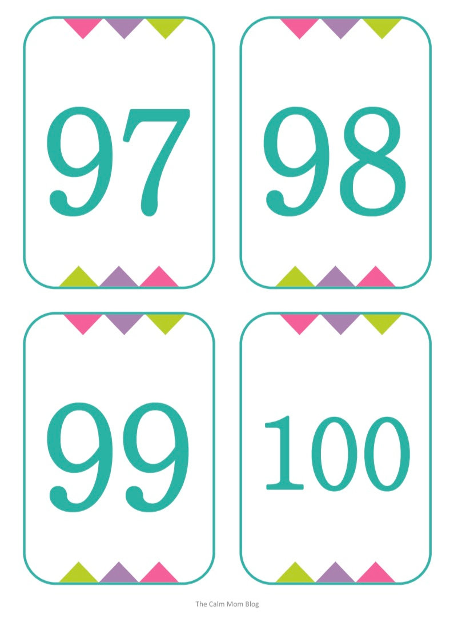 Printable Number Cards 1-100 Instant Download (Download Now) - Etsy