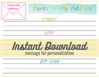 Ich kenne meine Adresse Sofortiger Download, Eine unterhaltsame Möglichkeit für Ihre Kinder, ihre Adresse zu lernen