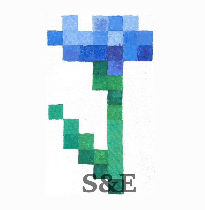 Mincraft Cornflower Painting With Frame Etsy