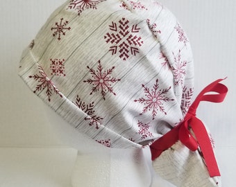 Red Snowflake Ponytail Hat
