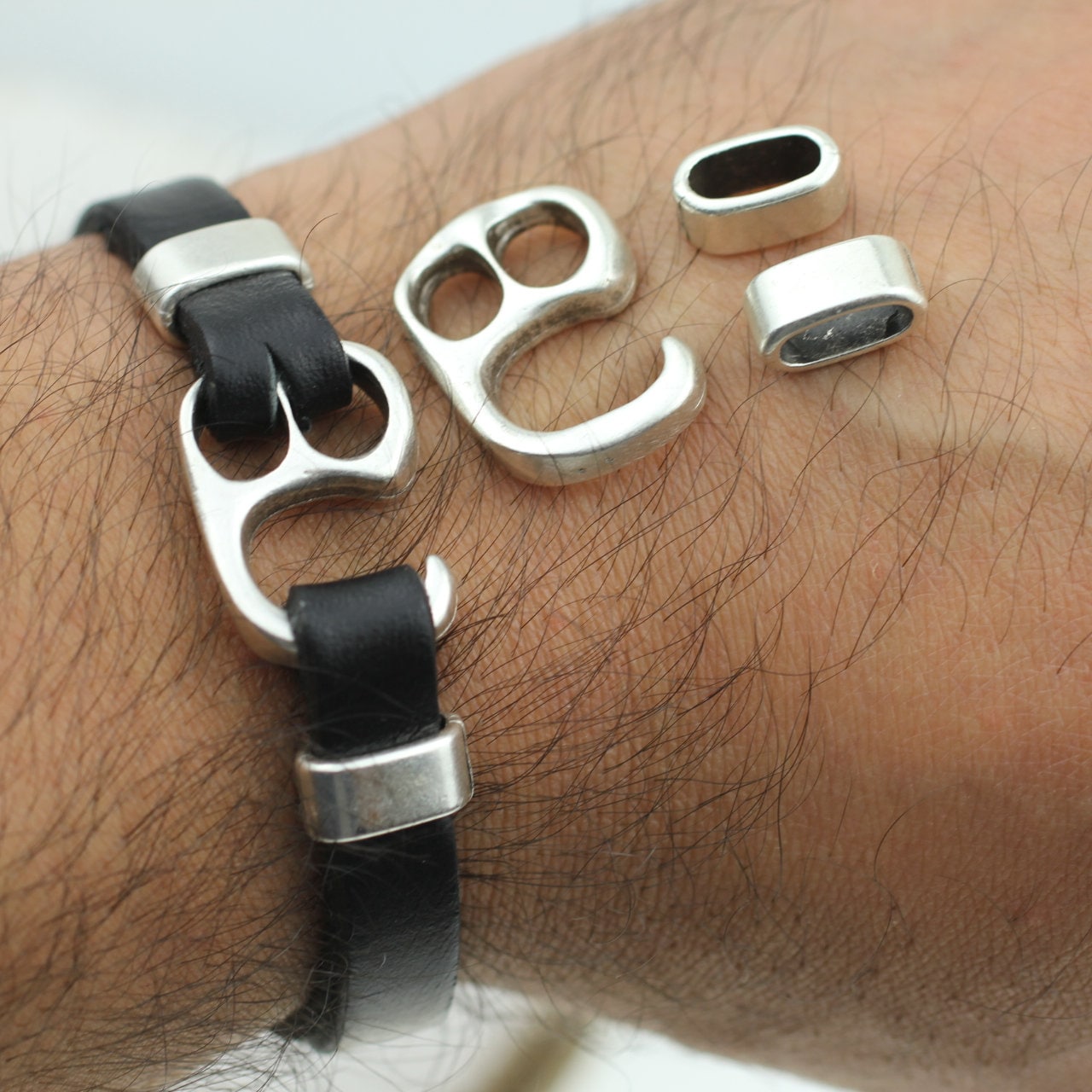 TOLOWOBK Mens Leather Initial Bracelet Gifts For Him Dad Husband
