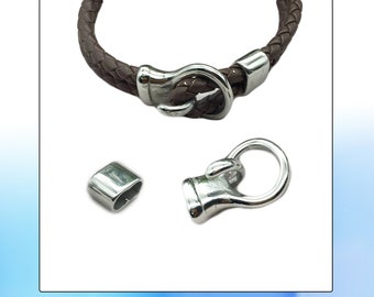 Set di chiusure per bracciale, connettore a gancio e perlina scorrevole - Forniture per braccialetti in acciaio inossidabile, chiusura a gancio per bracciale in pelle, gioielli fai da te per uomo