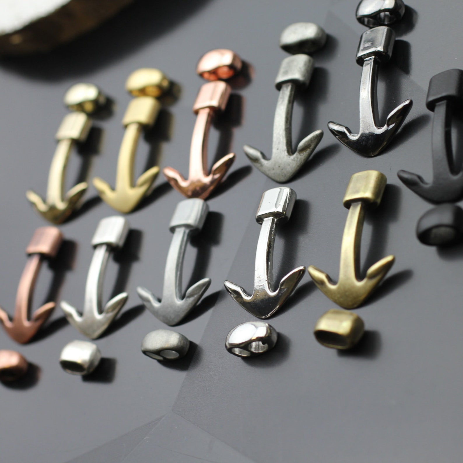 5 Hook Clasps Anchor Hook Clasp and Slider Beads Hook Etsy