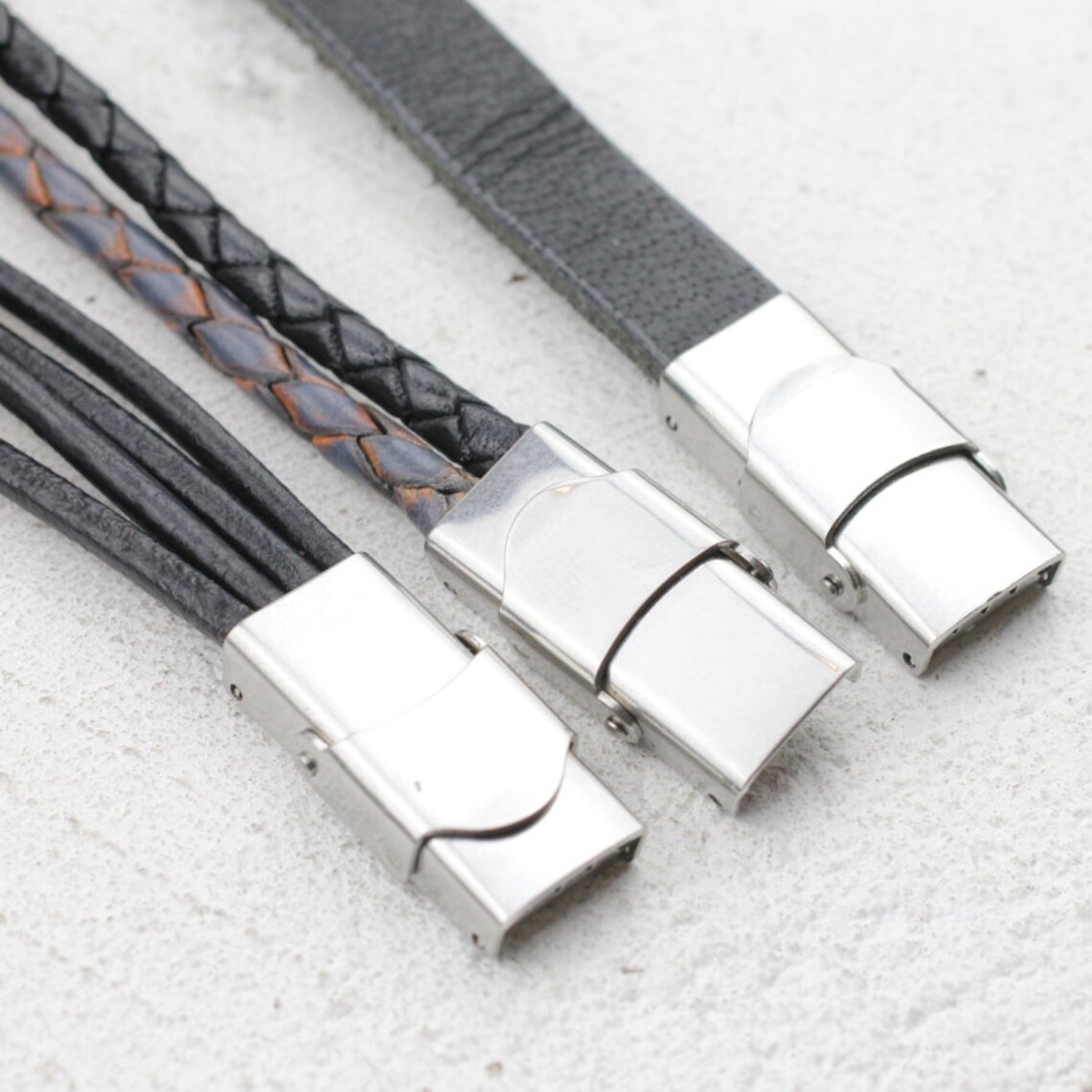 Stainless Steel Leather Cord Clasps Bracelet Clasp for Unisex Etsy